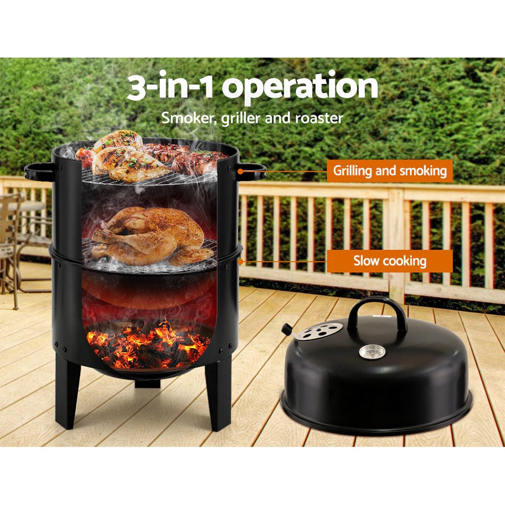 Grillz BBQ Grill 3 - In - 1 Charcoal Smoker - SportZone.co.nz