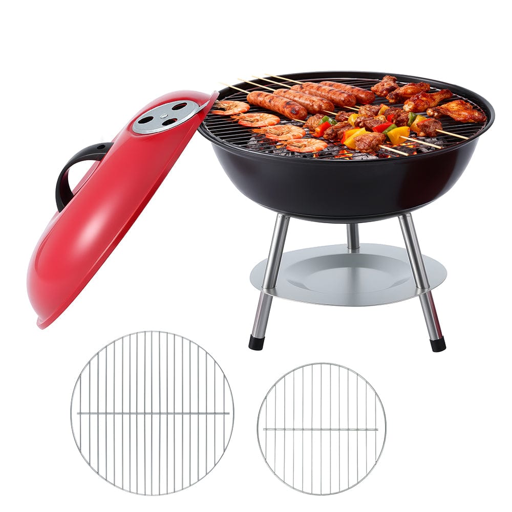 Grillz Charcoal BBQ Grill Portable with Lid for Camping Outdoor - SportZone.co.nz