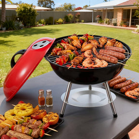 Grillz Charcoal BBQ Grill Portable with Lid for Camping Outdoor - SportZone.co.nz