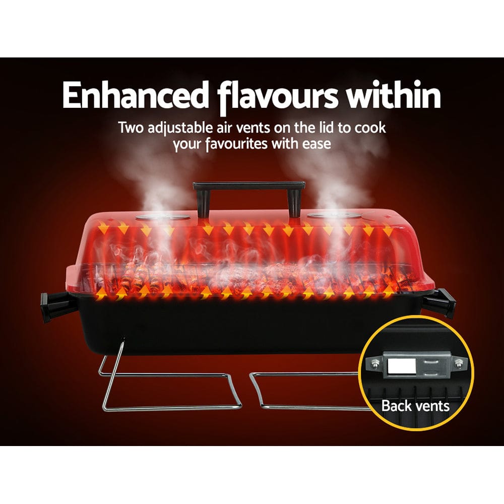 Grillz Charcoal BBQ Portable Grill Camping Barbecue Outdoor Cooking Smoker - SportZone.co.nz