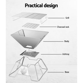 Grillz Fire Pit BBQ Grill with Carry Bag Portable - SportZone.co.nz