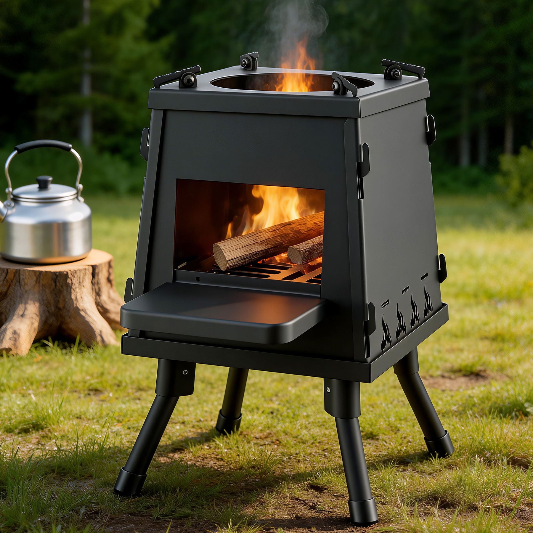 Grillz Fire Pit BBQ Portable Outdoor Fireplace Metal Camping Stove for Boiling Water, BBQ, Picnics - SportZone.co.nz