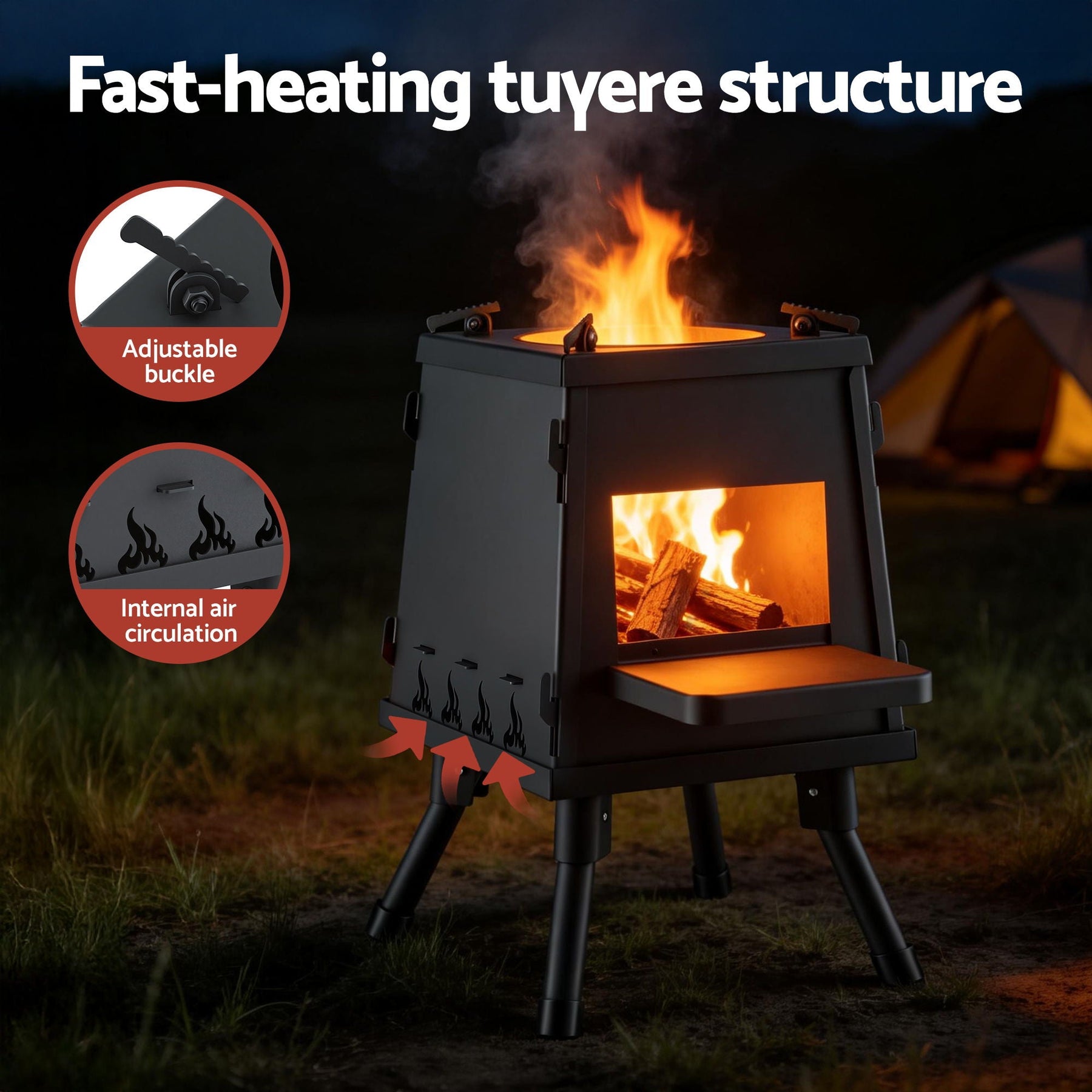 Grillz Fire Pit BBQ Portable Outdoor Fireplace Metal Camping Stove for Boiling Water, BBQ, Picnics - SportZone.co.nz