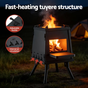 Grillz Fire Pit BBQ Portable Outdoor Fireplace Metal Camping Stove for Boiling Water, BBQ, Picnics - SportZone.co.nz