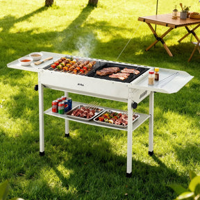 Grillz Portable BBQ Grill w/ Stainless Steel Racks & Pans for Outdoor - SportZone.co.nz
