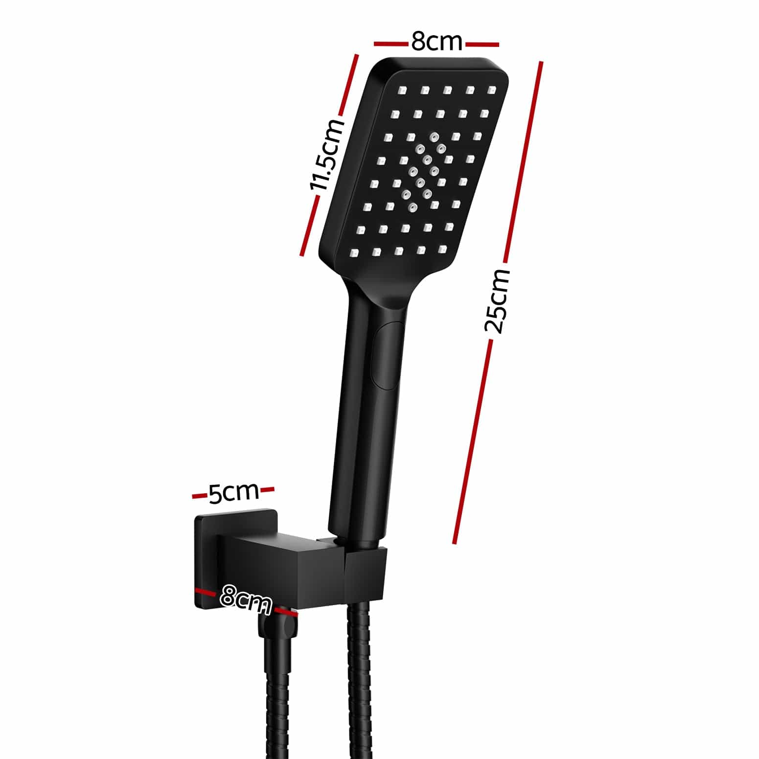 Handheld Shower Head Holder 3.1'' High Pressure Black - SportZone.co.nz