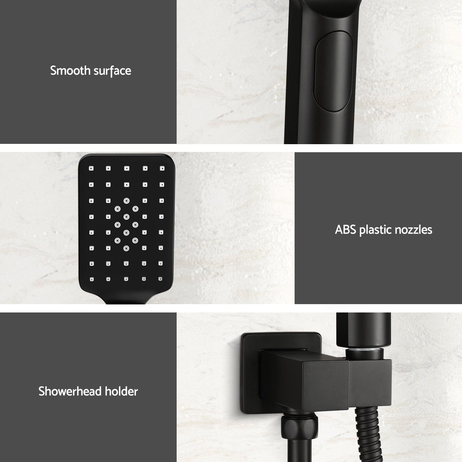 Handheld Shower Head Holder 3.1'' High Pressure Black - SportZone.co.nz