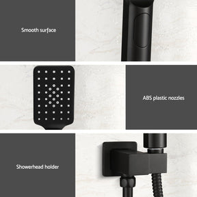 Handheld Shower Head Holder 3.1'' High Pressure Black - SportZone.co.nz
