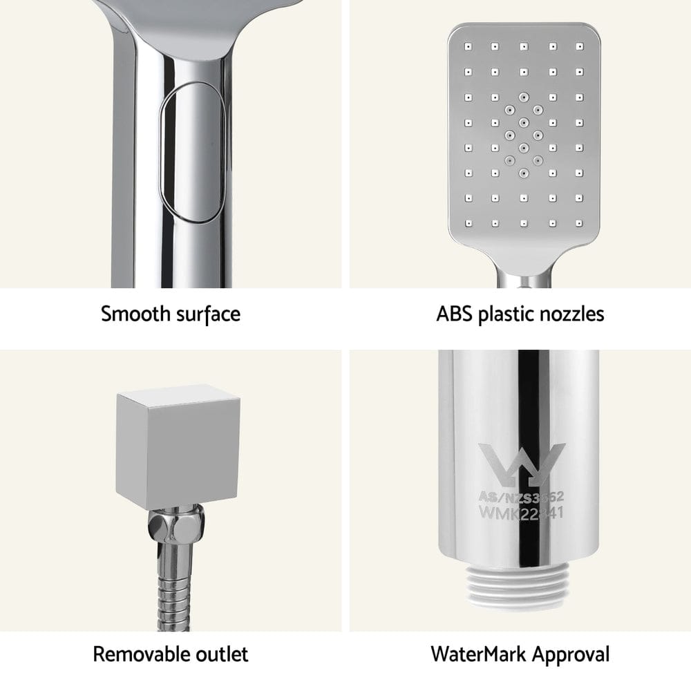 Handheld Shower Head Set 3.1'' High Pressure Silver - SportZone.co.nz