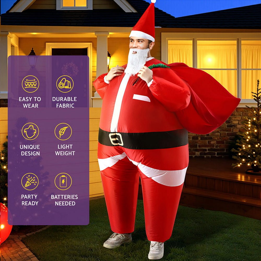 Inflatable Christmas Santa Claus Costume Adult Suit Blow Up Party Fancy Dress Xmas Cosplay - SportZone.co.nz