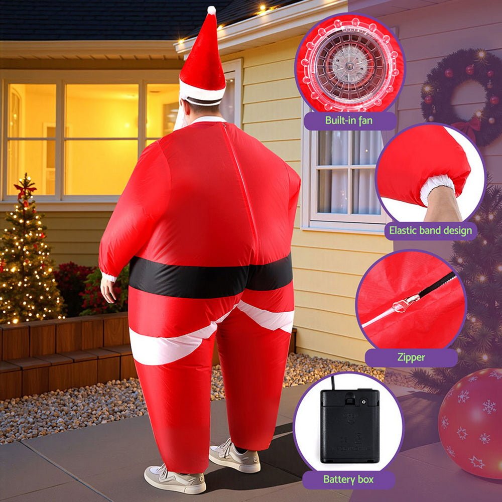 Inflatable Christmas Santa Claus Costume Adult Suit Blow Up Party Fancy Dress Xmas Cosplay - SportZone.co.nz
