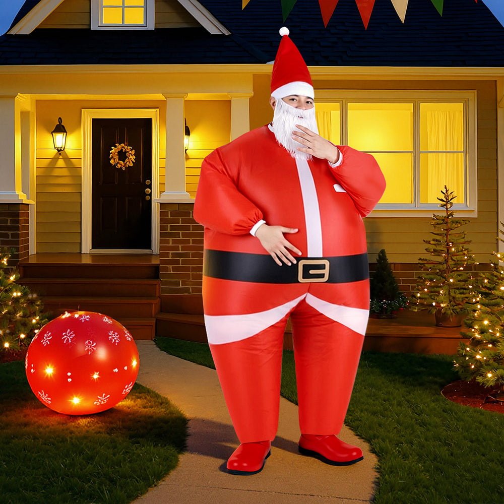 Inflatable Christmas Santa Claus Costume Adult Suit Blow Up Party Fancy Dress Xmas Cosplay - SportZone.co.nz