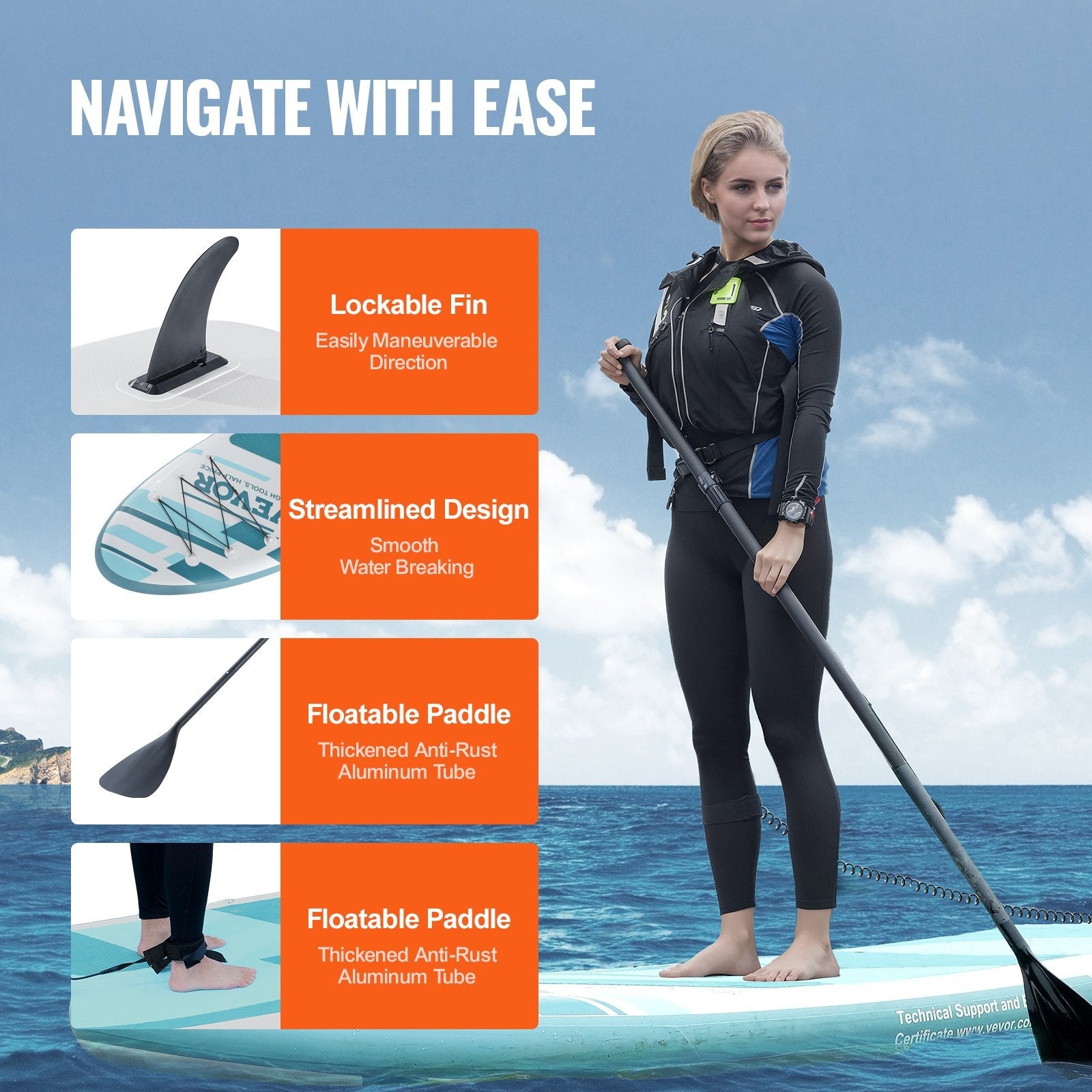 Inflatable Stand Up Paddle Board, 152 mm Wide SUP Paddleboard, with Board Accessories, Pump, Paddle, Fin, Phone Bag, Backpack, Ankle Leash, Repair Kit, Non-slip Deck for Youth & Adults - SportZone.co.nz
