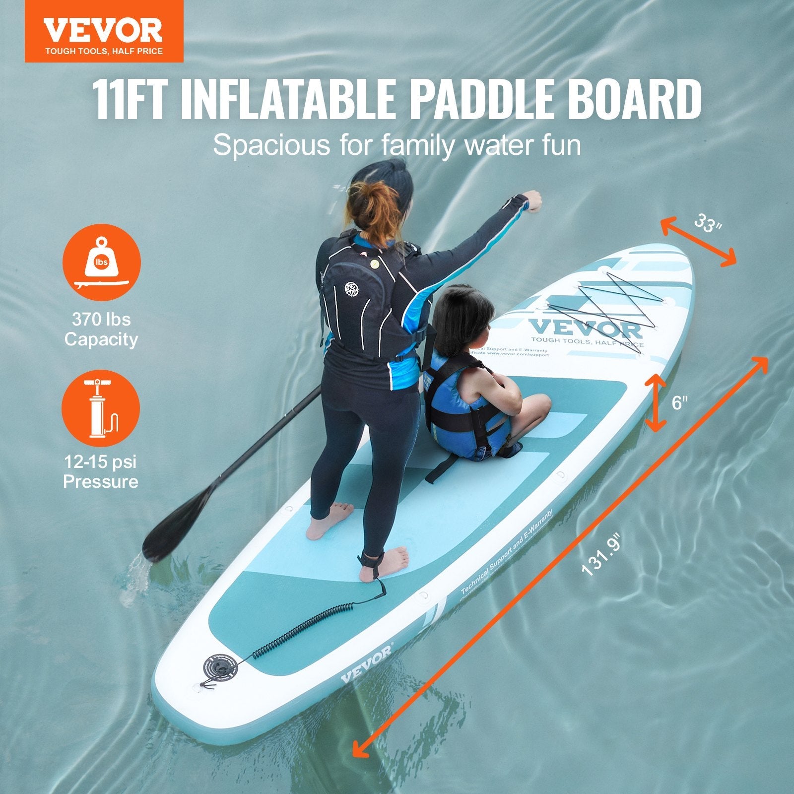 Inflatable Stand Up Paddle Board, 152 mm Wide SUP Paddleboard, with Board Accessories, Pump, Paddle, Fin, Phone Bag, Backpack, Ankle Leash, Repair Kit, Non-slip Deck for Youth & Adults - SportZone.co.nz