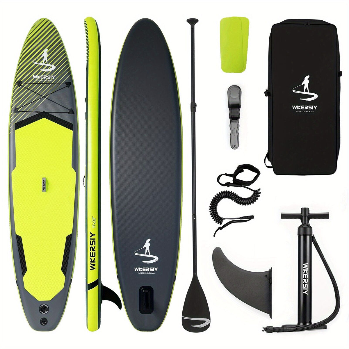 Inflatable vertical paddle set for water sports and surfing-including air pump, paddle, rope, backpack, fin box and maintenance tools. - SportZone.co.nz
