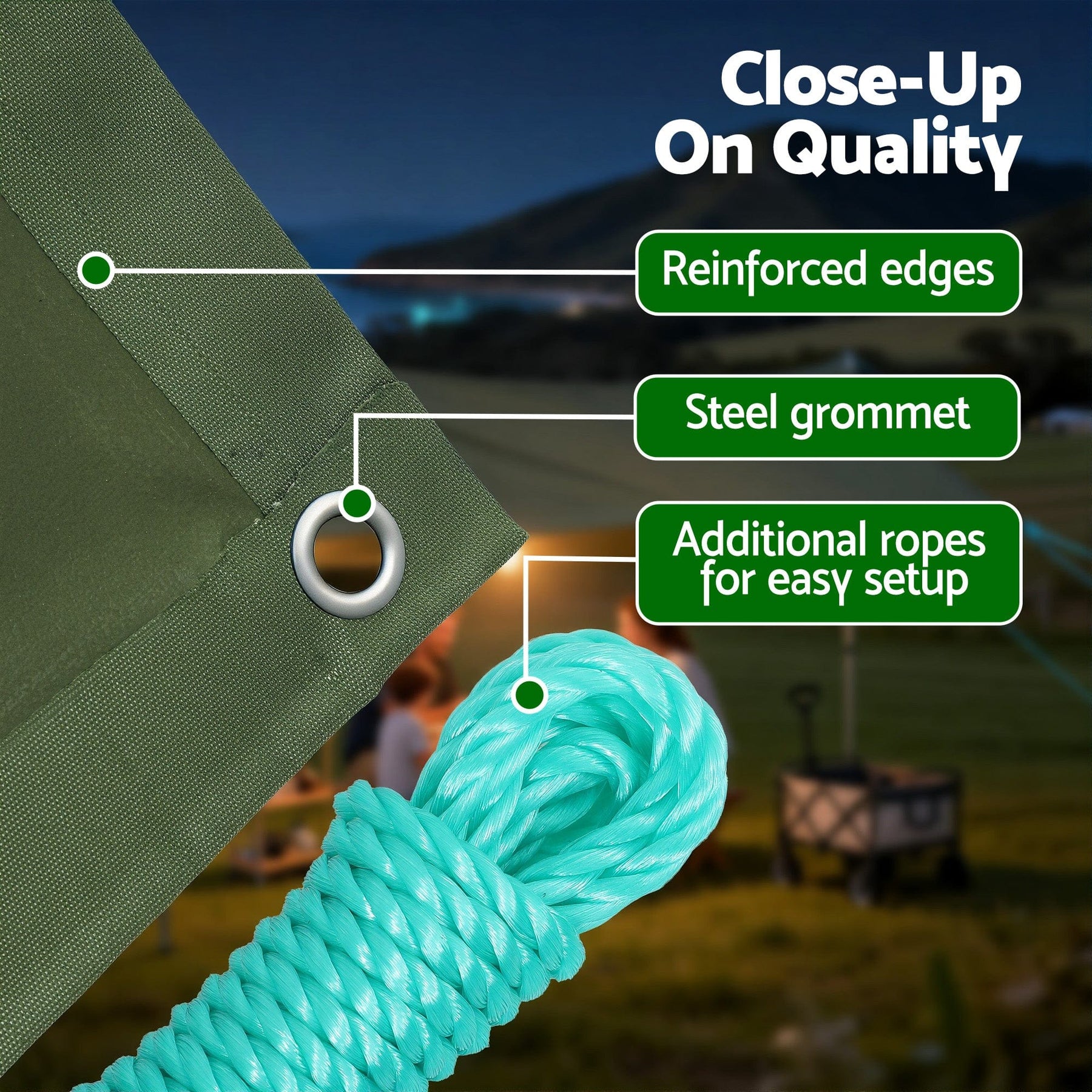 Instahut 4x6m Tarp Tarpaulin 600GSM Camping Canvas Heavy Duty Water Resistant - SportZone.co.nz