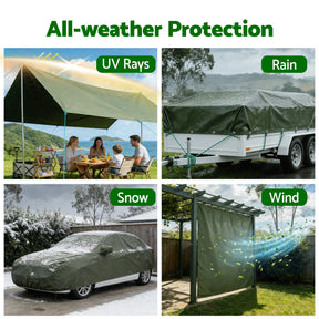 Instahut 4x6m Tarp Tarpaulin 600GSM Camping Canvas Heavy Duty Water Resistant - SportZone.co.nz