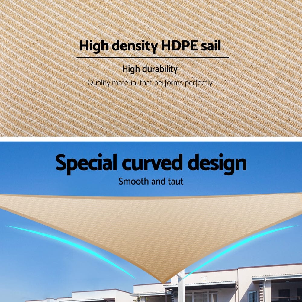 Instahut Shade Sail Cloth Shadecloth Triangle Sun Canopy 3.6x3.6x3.6M - SportZone.co.nz