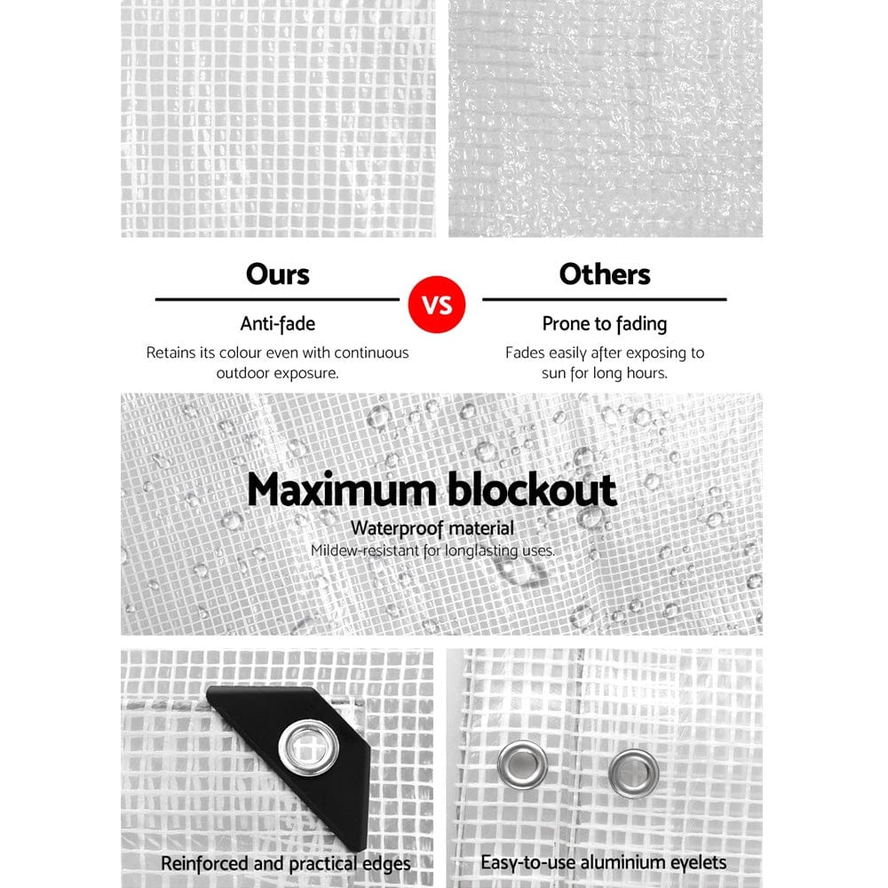 Instahut Tarp Tarpaulin 5x10m Canvas Heavy Duty Camping Cover Clear - SportZone.co.nz