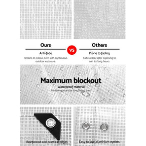 Instahut Tarp Tarpaulin 5x10m Canvas Heavy Duty Camping Cover Clear - SportZone.co.nz