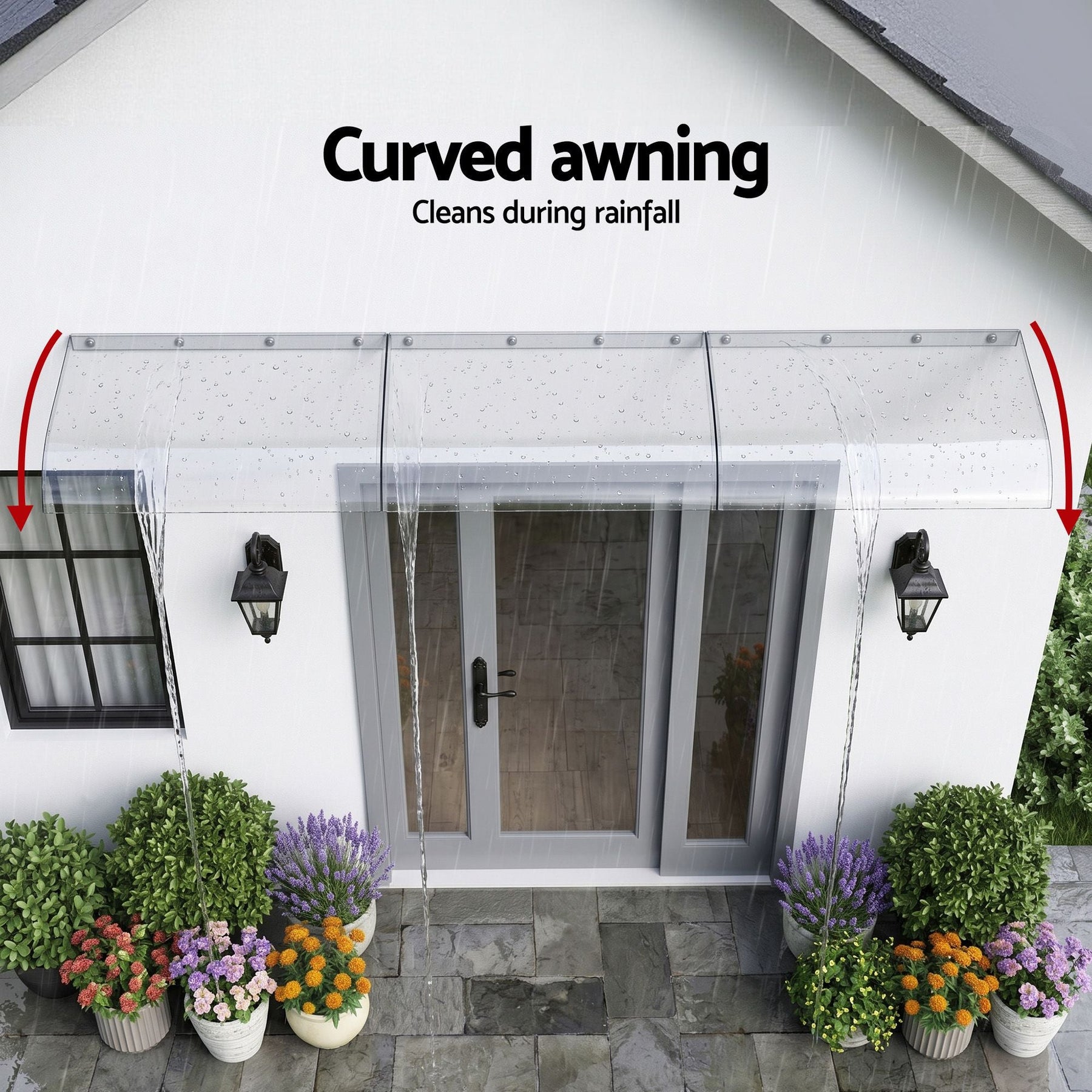 Instahut Window Door Awning 0.4m x 3m Transparent - SportZone.co.nz