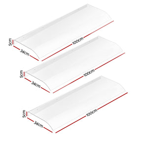 Instahut Window Door Awning 0.4m x 3m Transparent - SportZone.co.nz