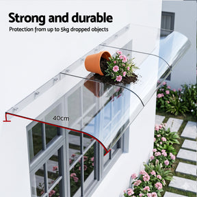 Instahut Window Door Awning 0.4m x 3m Transparent - SportZone.co.nz