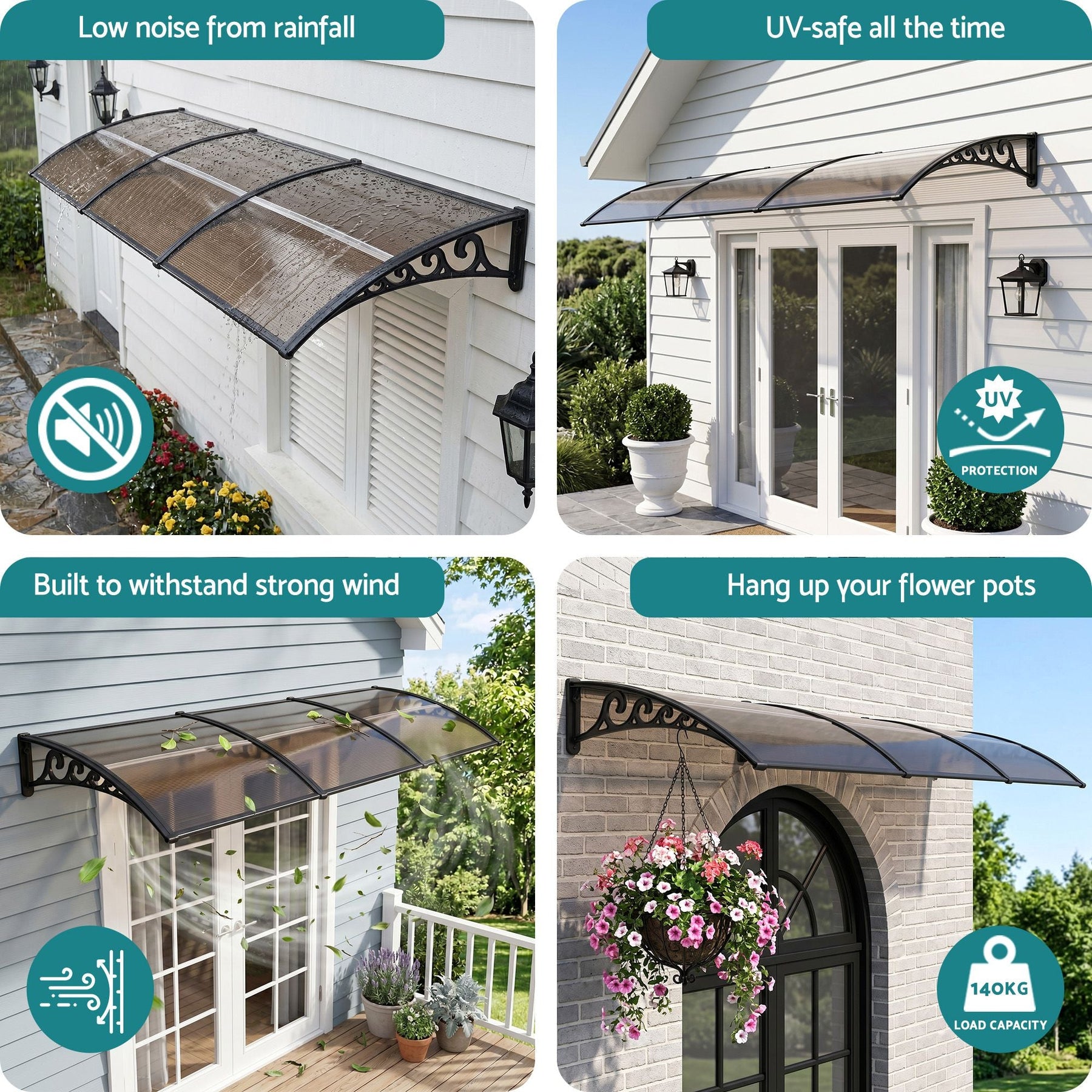 Instahut Window Door Awning 0.8mx3m Brown - SportZone.co.nz
