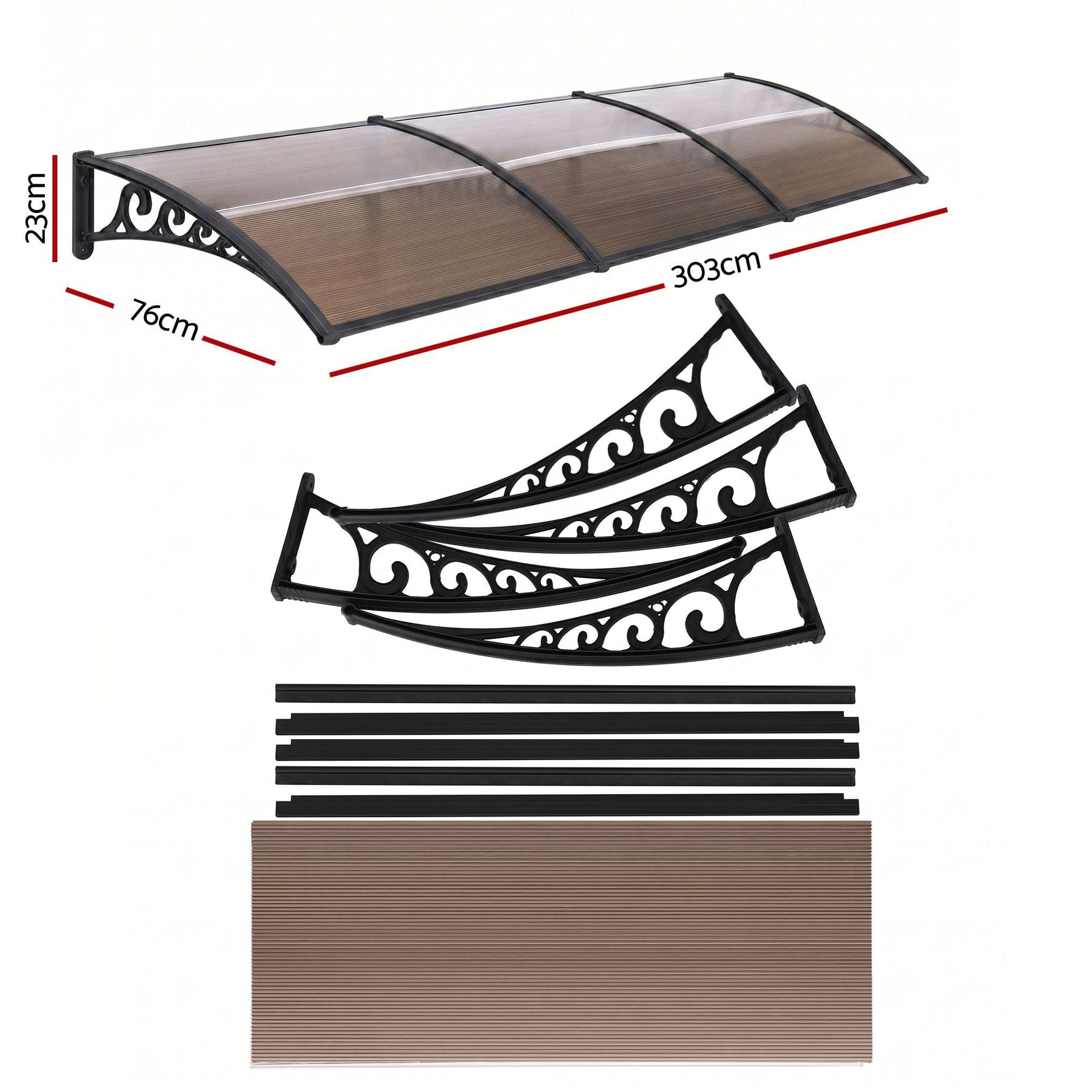 Instahut Window Door Awning 0.8mx3m Brown - SportZone.co.nz