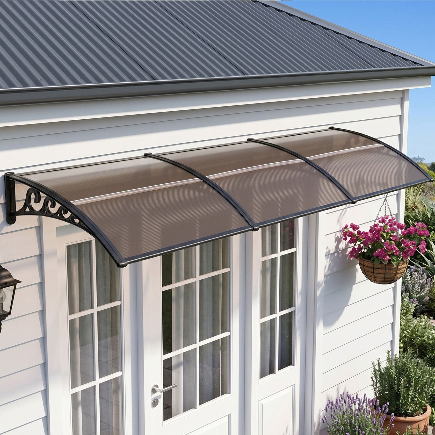 Instahut Window Door Awning 0.8mx3m Brown - SportZone.co.nz