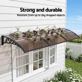 Instahut Window Door Awning 0.8mx3m Brown - SportZone.co.nz