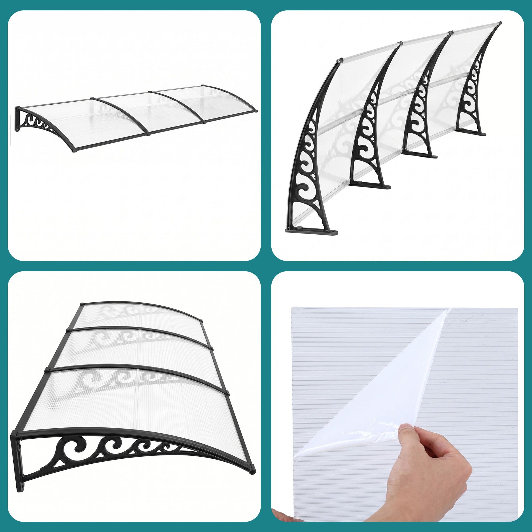 Instahut Window Door Awning 0.8mx3m Transparent - SportZone.co.nz