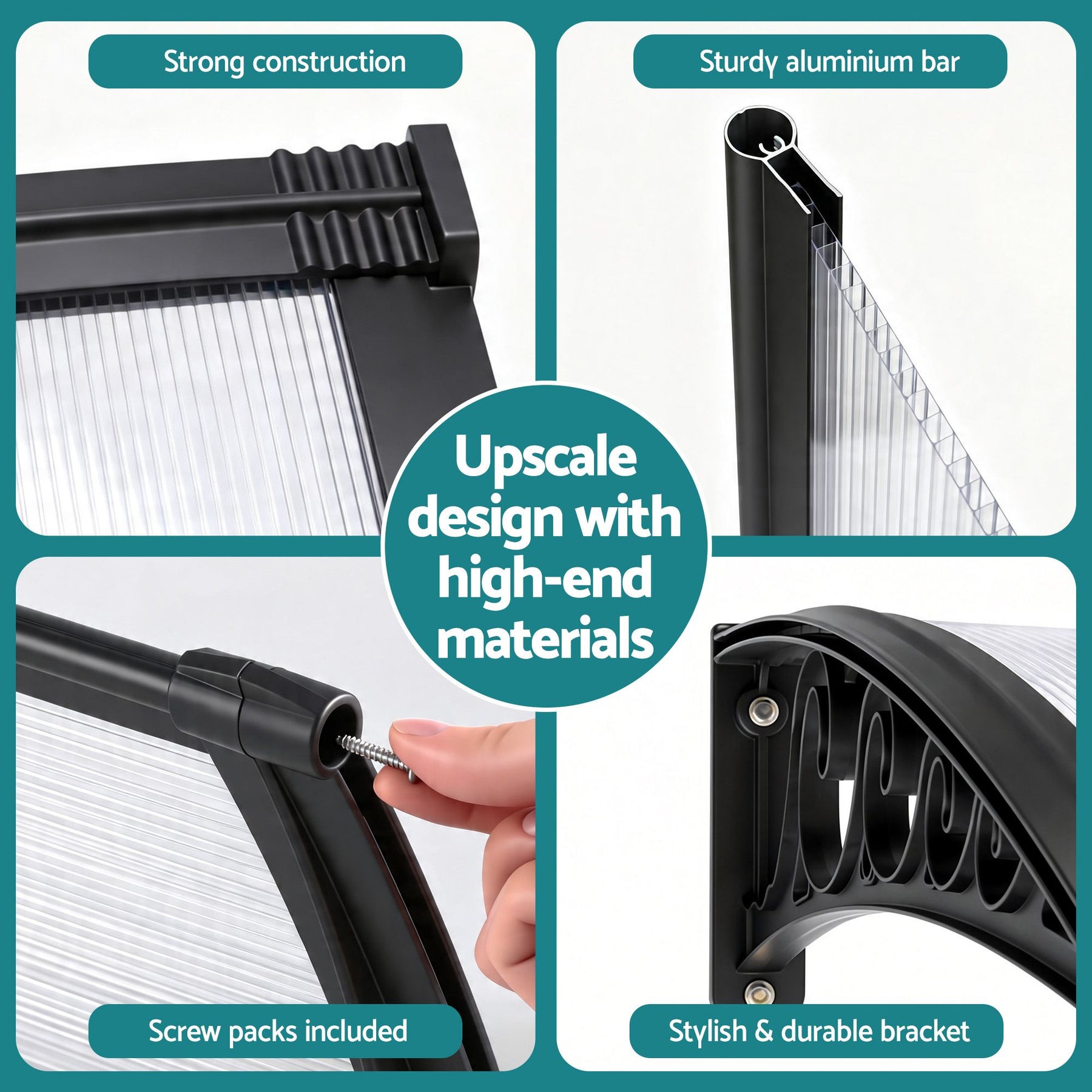 Instahut Window Door Awning 0.8mx3m Transparent - SportZone.co.nz