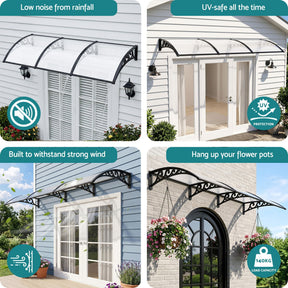 Instahut Window Door Awning 0.8mx3m Transparent - SportZone.co.nz