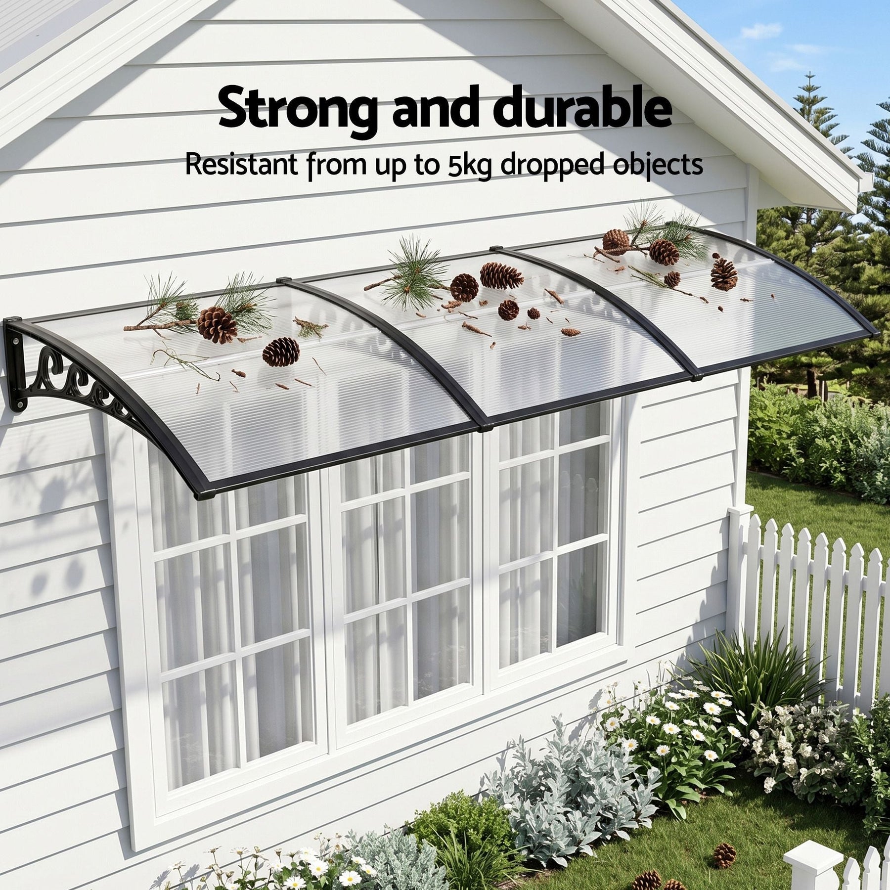 Instahut Window Door Awning 0.8mx3m Transparent - SportZone.co.nz