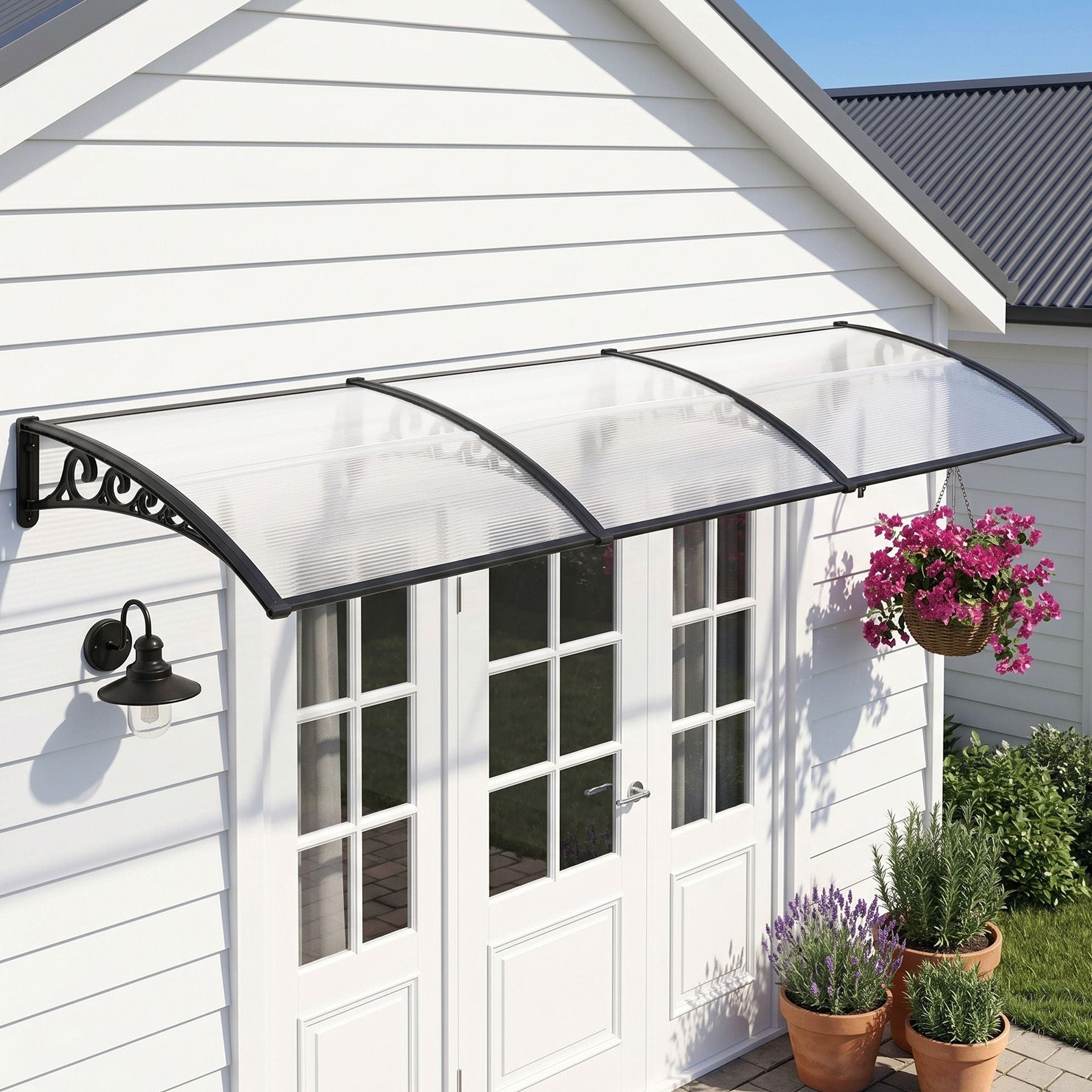 Instahut Window Door Awning 0.8mx3m Transparent - SportZone.co.nz