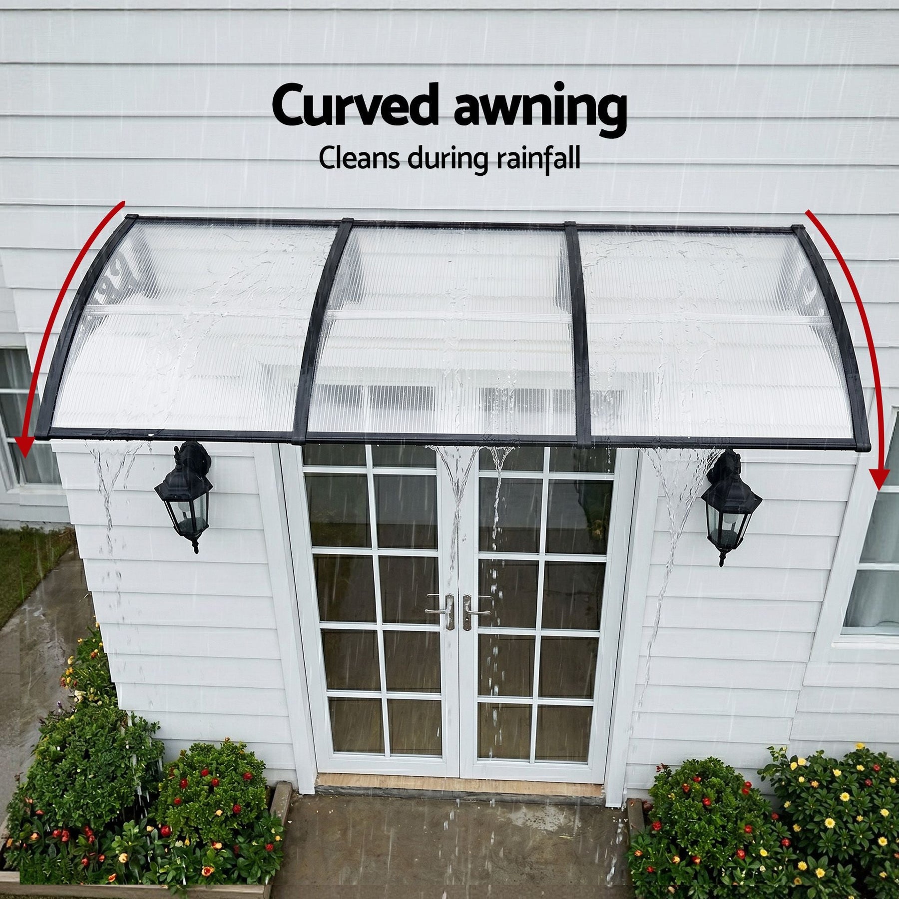 Instahut Window Door Awning 0.8mx3m Transparent - SportZone.co.nz