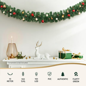 Jingle Jollys 10M Christmas Garland LED Lights Party Xmas Decorations 700 TIPS - SportZone.co.nz