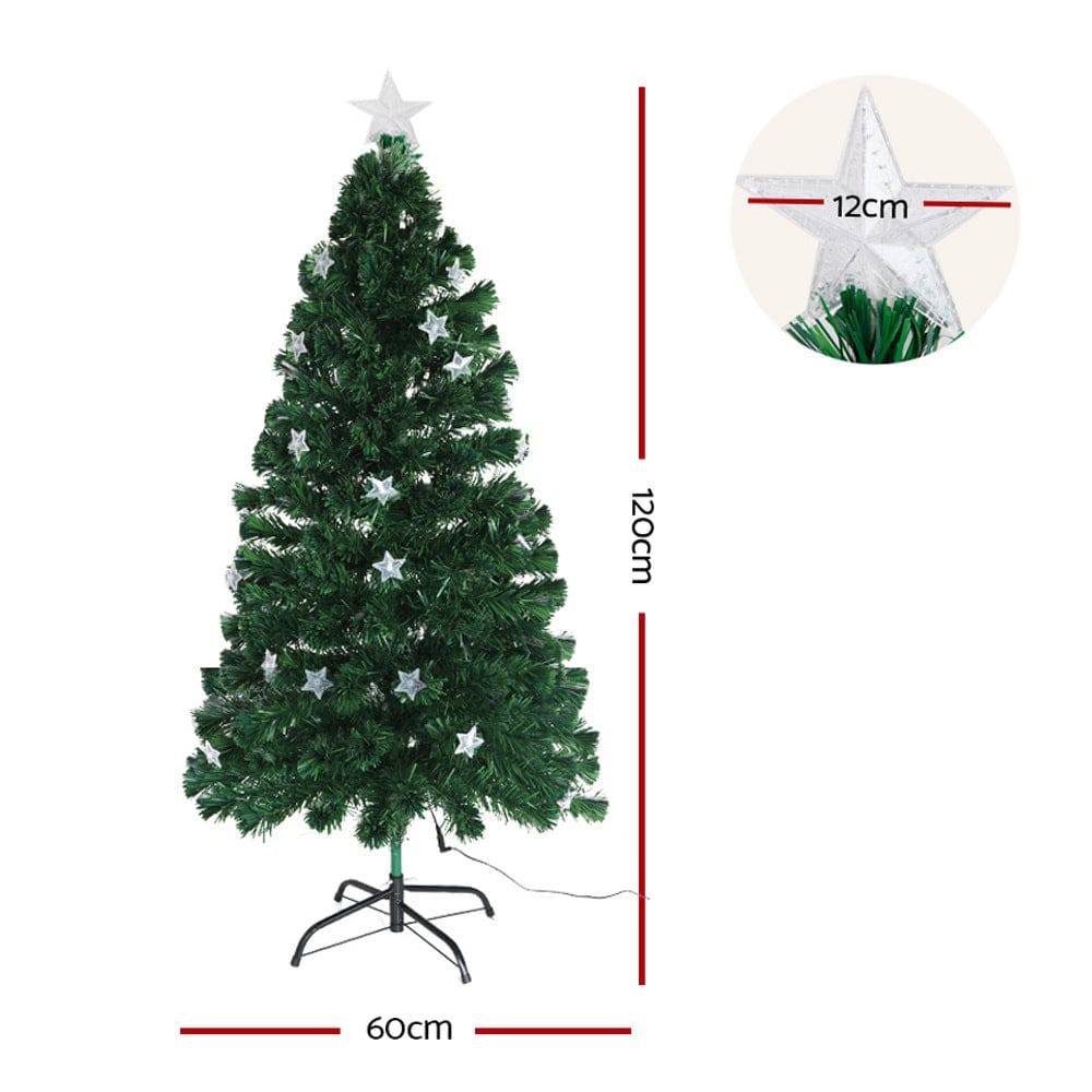 Jingle Jollys 1.2m Christmas Tree Optic Fibre LED Xmas tree Multi Colour - SportZone.co.nz