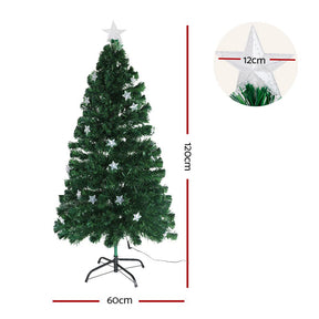Jingle Jollys 1.2m Christmas Tree Optic Fibre LED Xmas tree Multi Colour - SportZone.co.nz