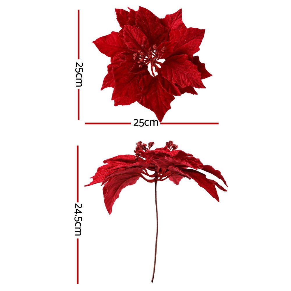 Jingle Jollys 14Pcs Christmas Tree Flowers Set Xmas Garland Wreath Ornaments Red - SportZone.co.nz