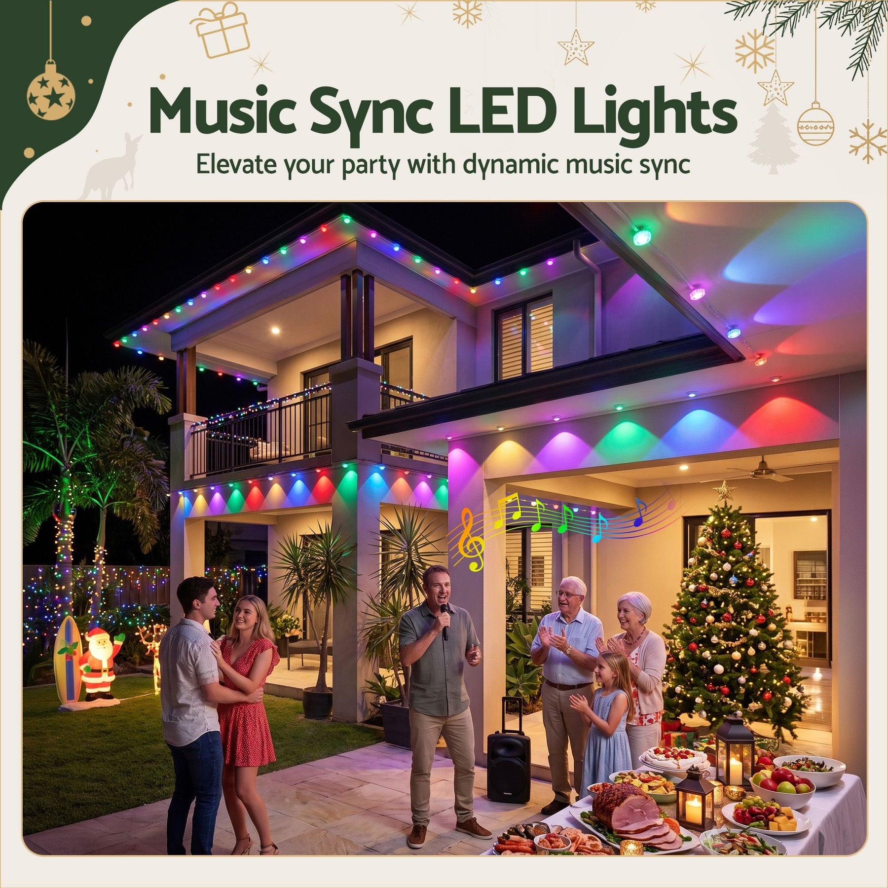 Jingle Jollys 15M Christmas Lights Permanent String Eaves Light 36 LED Decoration - SportZone.co.nz