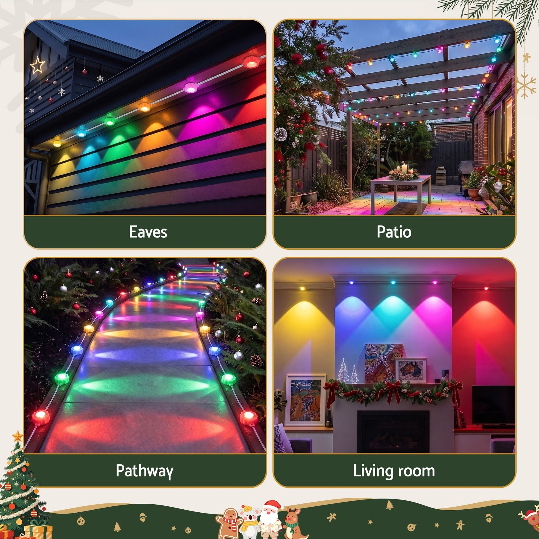Jingle Jollys 15M Christmas Lights Permanent String Eaves Light 36 LED Decoration - SportZone.co.nz