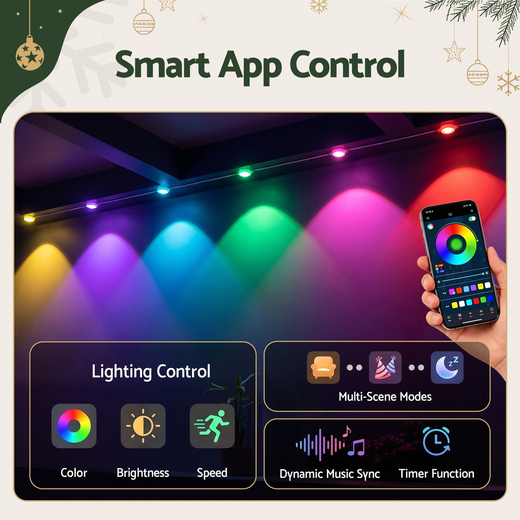 Jingle Jollys 15M Christmas Lights Permanent String Eaves Light 36 LED Decoration - SportZone.co.nz