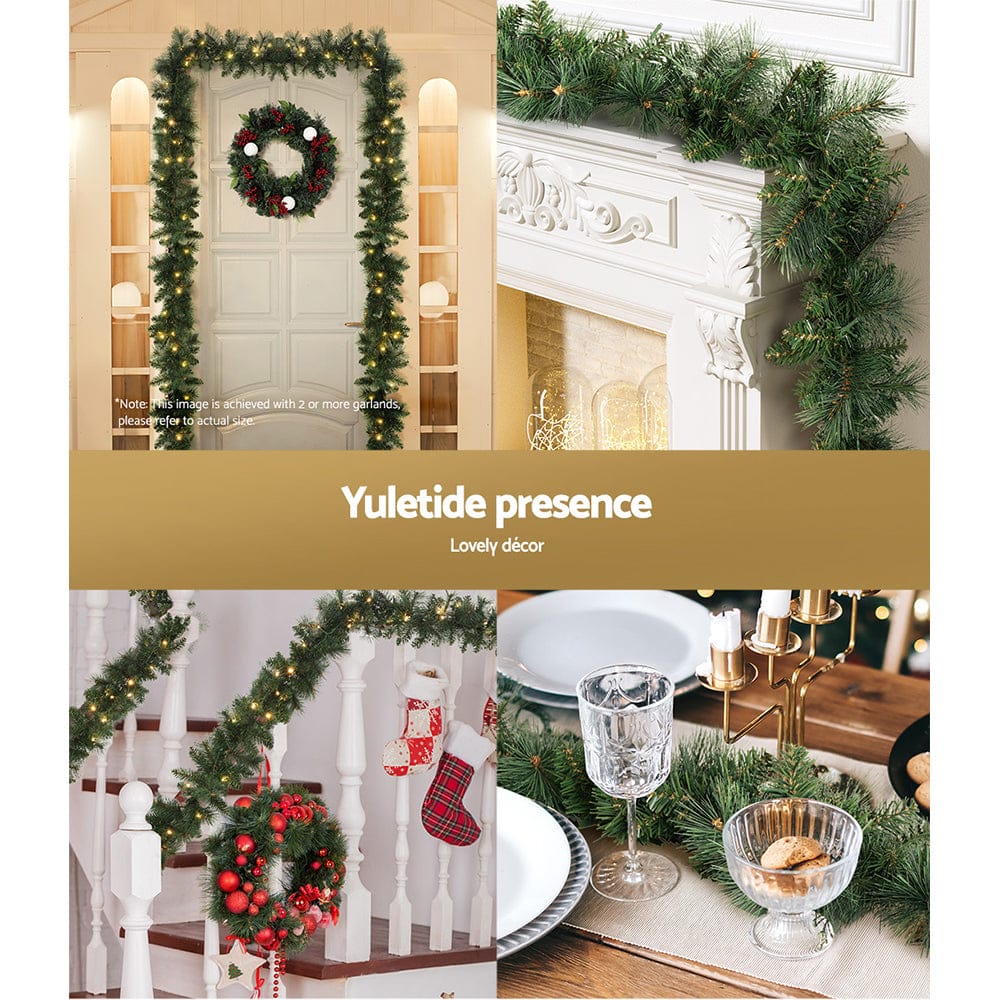 Jingle Jollys 1.8m Christmas Garland with LED lights Party Xmas Decorations - SportZone.co.nz