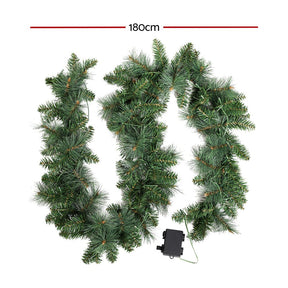 Jingle Jollys 1.8m Christmas Garland with LED lights Party Xmas Decorations - SportZone.co.nz
