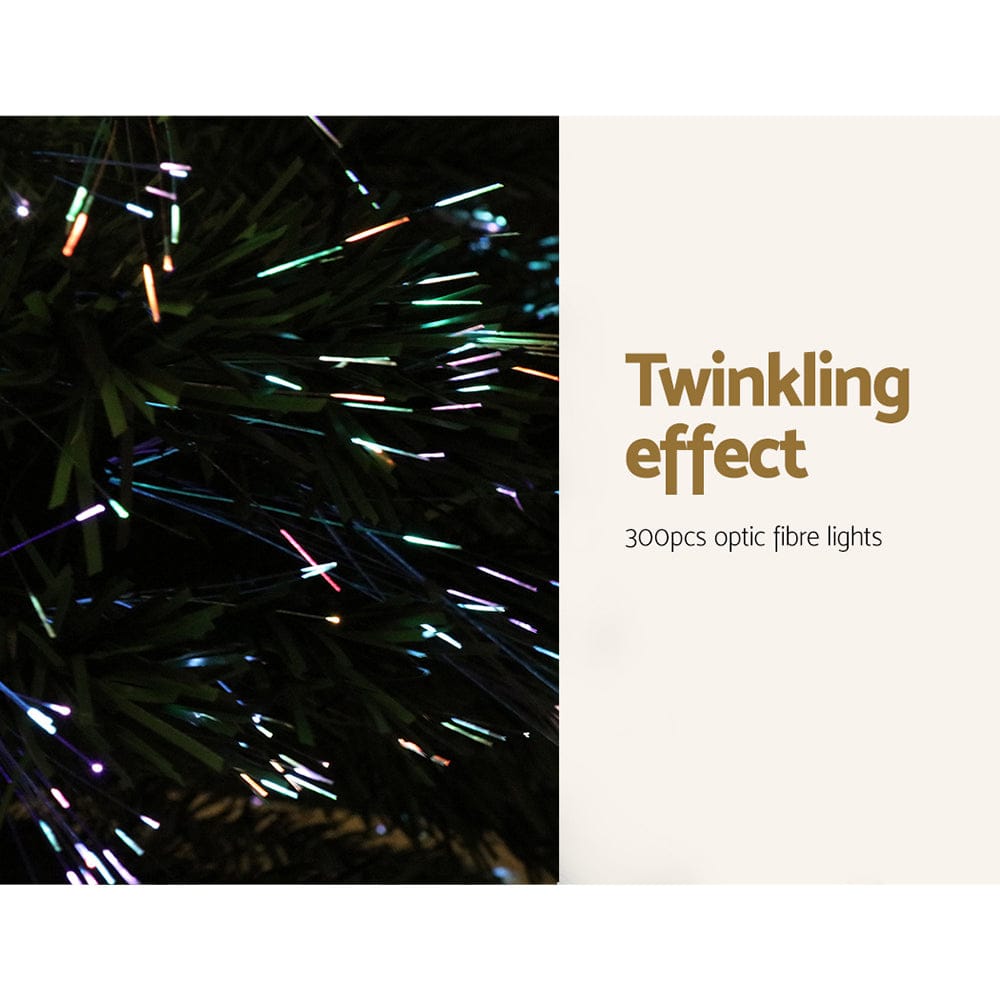 Jingle Jollys 1.8m Christmas Tree Optic Fibre LED Xmas tree 300 Tips - SportZone.co.nz
