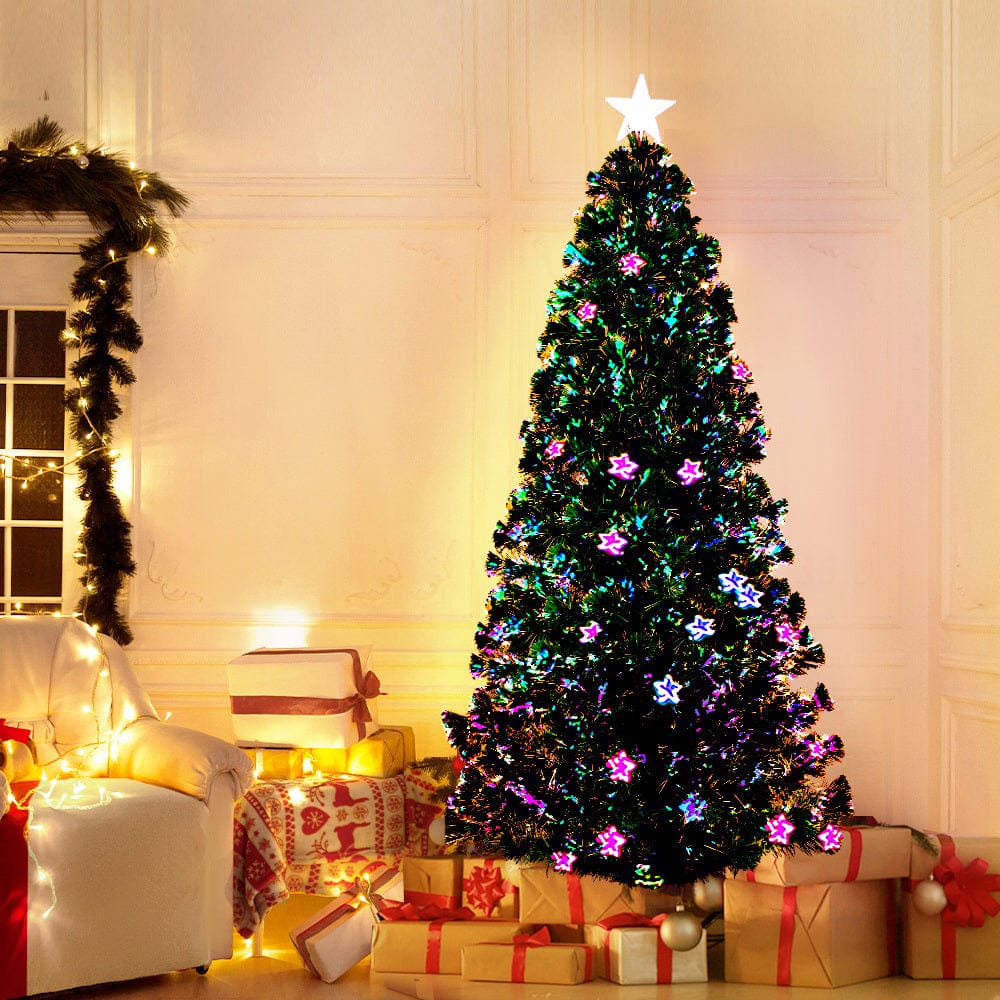 Jingle Jollys 1.8m Christmas Tree Optic Fibre LED Xmas tree Multi Colour - SportZone.co.nz