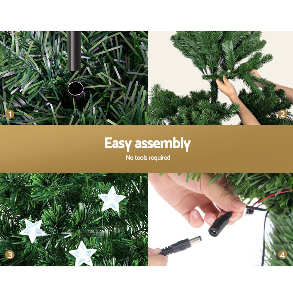 Jingle Jollys 1.8m Christmas Tree Optic Fibre LED Xmas tree Multi Colour - SportZone.co.nz