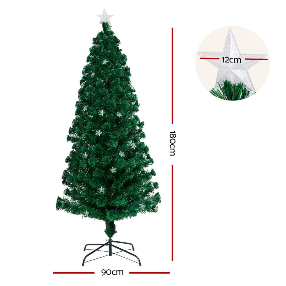 Jingle Jollys 1.8m Christmas Tree Optic Fibre LED Xmas tree Multi Colour - SportZone.co.nz
